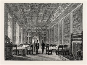THE REFRESHMENT-ROOM OF THE HOUSE OF LORDS. London, UK, 19th century engraving