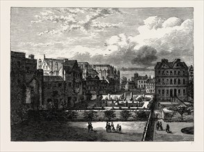 Palace Yard from the south. From a View by Canaletti London, UK, 19th century engraving