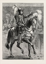 MR. DYMOKE, THE KING'S CHAMPION. London, UK, 19th century engraving