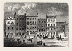 OLD HOUSES IN PALL MALL, ABOUT 1830, London, UK, 19th century engraving