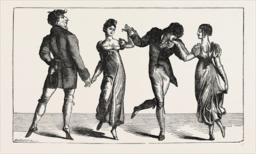 The first quadrille danced at Almack's,  London, UK, 19th century engraving