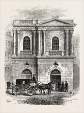 ENTRANCE TO THE OLD OPERA HOUSE, 1800. London, UK, 19th century engraving
