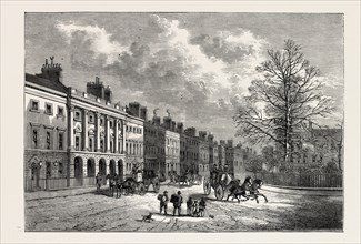 Grosvenor square, London, UK, 19th century engraving
