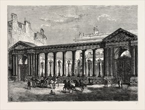 THE FRONT OF GROSVENOR HOUSE. London, UK, 19th century engraving
