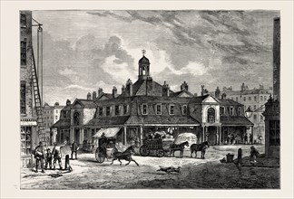 Oxford market, London, UK, 19th century engraving