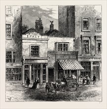 OLD HOUSES IN HOLBORN. London, UK, 19th century engraving