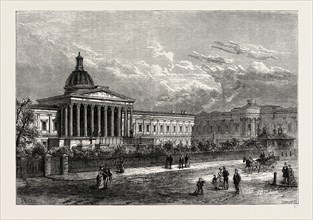 UNIVERSITY COLLEGE, GOWER STREET. London, UK, 19th century engraving