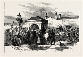 SALE OF HYDE PARK TURNPIKE. London, UK, 19th century engraving