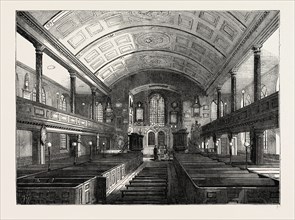 INTERIOR OF KENSINGTON CHURCH, 1850. London, UK, 19th century engraving