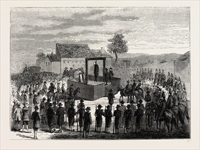 EXECUTION OF LORD FERRERS AT TYBURN. London, UK, 19th century engraving
