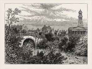 OLD BRIDGE OVER THE LAKE, REGENT'S PARK, IN 1817, London, UK, 19th century engraving