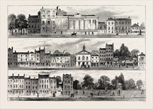 THE NORTH SIDE OF KNIGHTSBRIDGE IN 1820, FROM THE CANNON BREWERY TO HYDE PARK CORNER. London, UK,