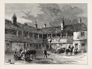 COURT-YARD OF THE "ROSE AND CROWN," 1820. London, UK, 19th century engraving
