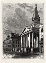 ST. GEORGE'S CHURCH, BLOOMSBURY. London, UK, 19th century engraving