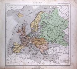 Europe, Europa, atlas by Th. von Liechtenstern and Henry Lange, antique map 1869