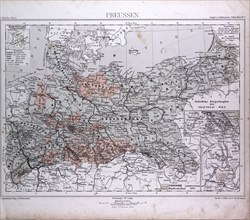 Prussia, Preussen, atlas by Th. von Liechtenstern and Henry Lange, antique map 1869