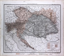 Austria, Oesterreich, atlas by Th. von Liechtenstern and Henry Lange, antique map 1869