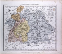 South West Germany, Sudwestliches Deutschland, atlas by Th. von Liechtenstern and Henry Lange,