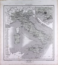 Italy, atlas by Th. von Liechtenstern and Henry Lange, antique map 1869