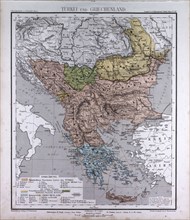 Turkey and Greece, atlas by Th. von Liechtenstern and Henry Lange, antique map 1869