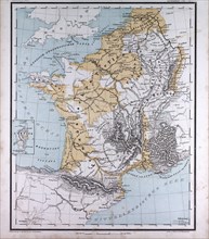 Europe, France, Belgium, The Netherlands, atlas by Th. von Liechtenstern and Henry Lange, antique