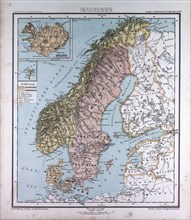 Scandinavia, Northern Europe, atlas by Th. von Liechtenstern and Henry Lange, antique map 1869