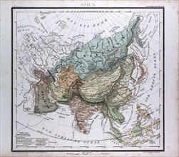 Asia Map, atlas by Th. von Liechtenstern and Henry Lange, antique map 1869