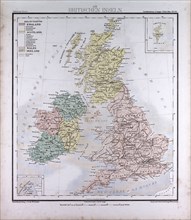 Great Britain and Ireland, atlas by Th. von Liechtenstern and Henry Lange, antique map 1869