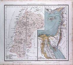 Israel, Syria, Palestina, atlas by Th. von Liechtenstern and Henry Lange, antique map 1869