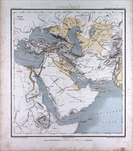 Western Asia or West Asia, atlas by Th. von Liechtenstern and Henry Lange, antique map 1869