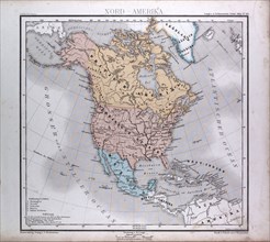 North America Map, atlas by Th. von Liechtenstern and Henry Lange, antique map 1869