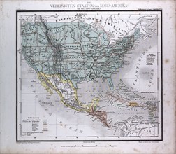 North American and Central America, atlas by Th. von Liechtenstern and Henry Lange, antique map