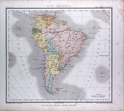 South America Map, atlas by Th. von Liechtenstern and Henry Lange, antique map 1869