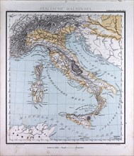 Italy, atlas by Th. von Liechtenstern and Henry Lange, antique map 1869