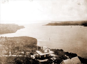 Jupiter Inlet from the lighthouse, Fla, Jackson, William Henry, 1843-1942, Bays, Dwellings, United