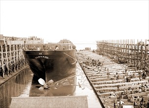 Str. Harvard in the slip, Detroit, Harvard (Freighter), Cargo ships, Boat & ship industry, United