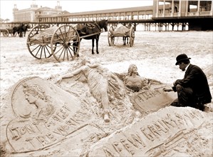 The Sandman, Atlantic City, N.J, Beaches, Sand sculpture, United States, New Jersey, Atlantic City,