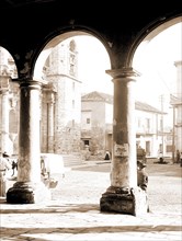 Front of cathedral, a bit of Old Havana, Cuba, Cathedrals, arcades (architectural components),