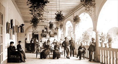 Corridors of the Hotel Diligencias, Puebla, Mexico, Jackson, William Henry, 1843-1942, Porches,