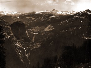 The high Sierras from Glacier Point, Jackson, William Henry, 1843-1942, Valleys, Waterfalls,