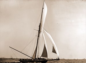 Shamrock crossing the line, Shamrock I (Yacht), America's Cup races, Yachts, Regattas, 1899