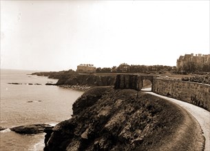 Cliff Walk, Newport, R.I, Walkways, Waterfronts, Cliffs, United States, Rhode Island, Newport, 1890