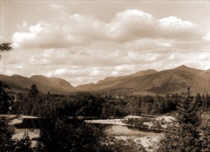 Franconia Mountains from North Woodstock, White Mountains, Mountains, United States, New Hampshire,