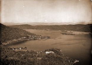 Foot of lake from Rogers' Rock heights, Lake George, Lakes & ponds, Mountains, United States, New