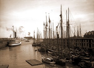Schooners at &quot;T&quot; wharf, Boston, Mass, Piers & wharves, Boats, Steamboats, United States,