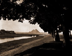 Pyramids, Pyramids, Canals, Egypt, JÃ„Â«zah, 1900