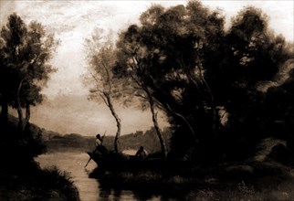 Just before sunrise, Corot, Jean-Baptiste-Camille, 1796-1875, Rowboats, Waterfronts, 1900