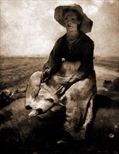 Shepherdess, Millet, Jean Francois, 1814-1875, Shepherds, Women, 1900