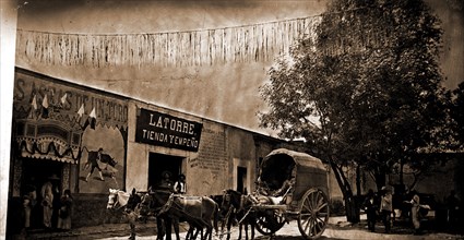 Mexico, pulqueria and carreta, Jackson, William Henry, 1843-1942, Carts & wagons, Bars, Mexico,