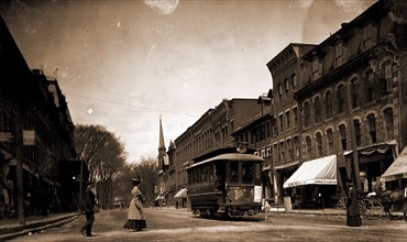 Main St, looking south, Brattleboro, Vt, Streets, Street railroads, Commercial facilities, United